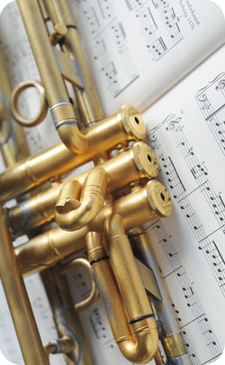 24th year wedding anniversary modern theme is musical instruments Part of a trumpet to indicate musical instruments are the modern 24th year anniversary theme